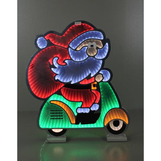 23.25" RED WHITE GREEN INFINITY SANTA WITH MOTORBIKE - 268005