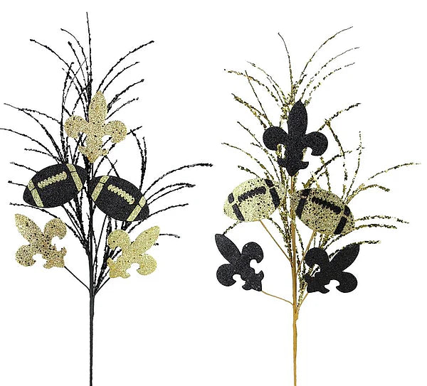 29"L GLITTER FOOTBALL/FLEUR DE LIS PICK- 2 ASST - GOLD/BLACK- MZ187353