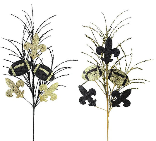 29"L GLITTER FOOTBALL/FLEUR DE LIS PICK- 2 ASST - GOLD/BLACK- MZ187353