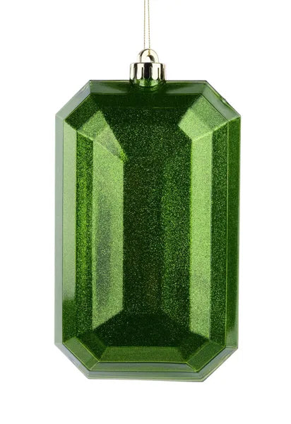 8"L x 5"W Glitter Rectangle Gem Orn-Lime Green-XJ717269