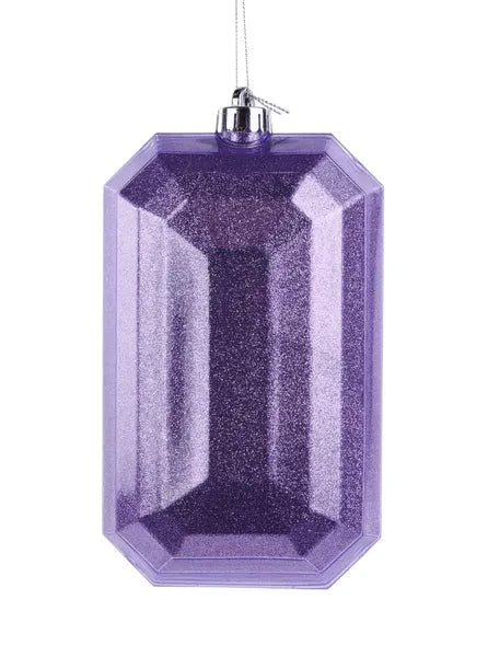 8"L x 5"W Glitter Rectangle Gem Orn-Lavender-XJ717213