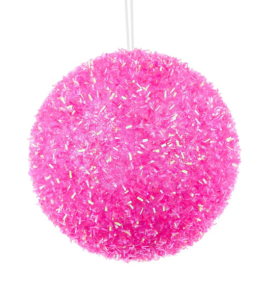 4"DIA V-CUT FOIL NEON BALL ORN- HOT PINK- XJ780522