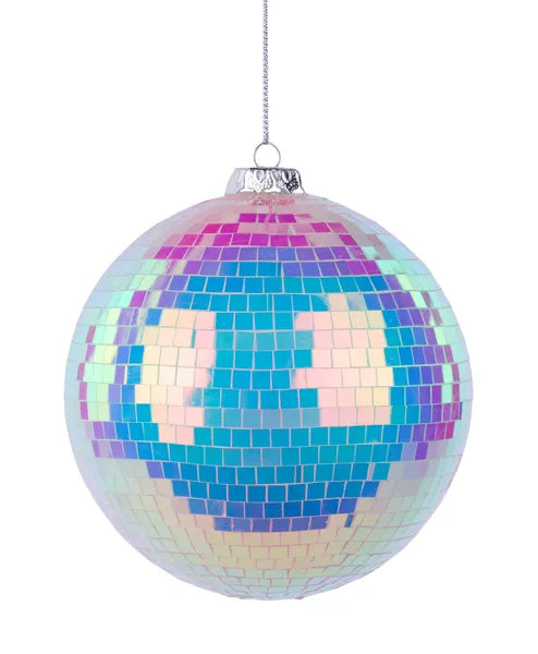 120Mm Irid Mirror Ball Ornament-White-XJ717873