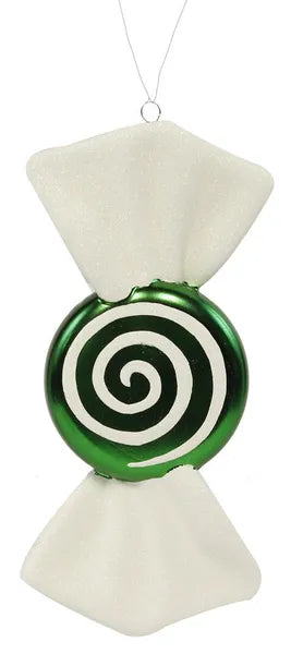11"L Candy Swirl Orn-Matte Lime/White-XY8369C9