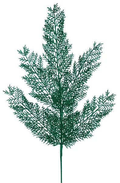 29"L Glitter Fern Spray- Emerald Green-XS250206