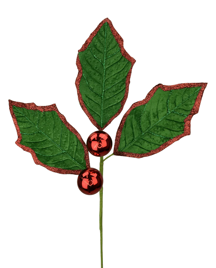 Holly Lvs Spray x 3 H30-Em Green/Red-86264EMGNRD