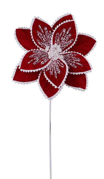 20"L X 12"DIA SNOWDRIFT/GLTTR POINSETTIA- RED/WHITE- XS427830