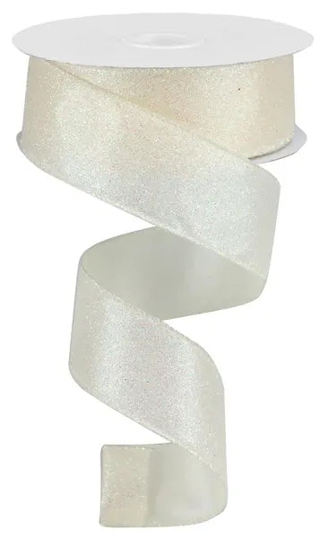 1.5" x 10yd Iridescent Glitter On Satin- Ivory/Iridescent-RGA181630
