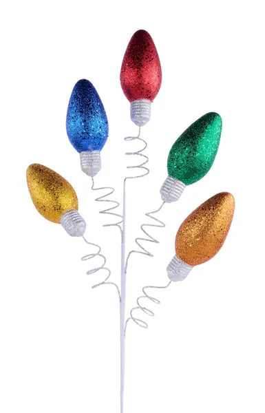 36"L Hex Glitter Light Bulb Spray x 5-Red/Orng/Yllw/Emrld/Blue-XP1045W5