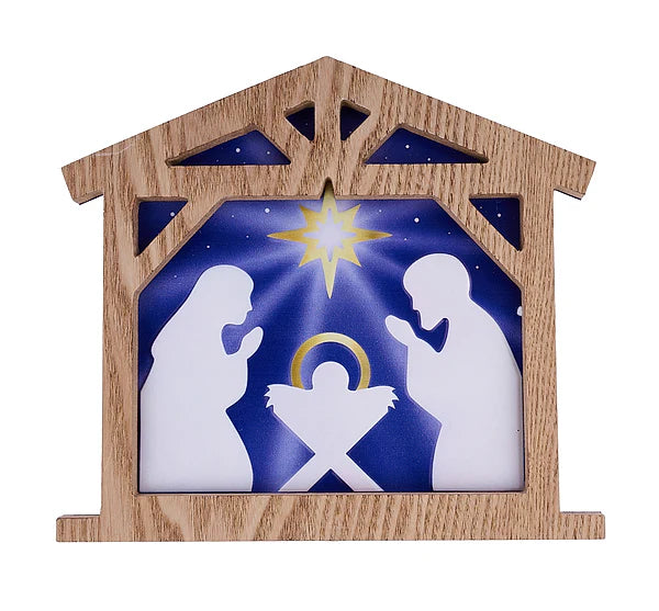 10.5"L METAL/EMBOSSED NATIVITY SIGN- NAVY/GOLD/WHITE/NATURAL- MD133077