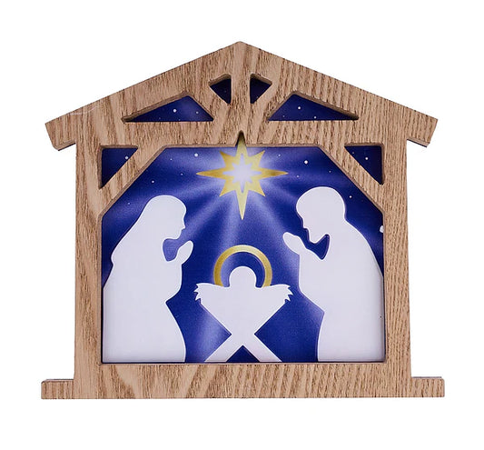 10.5"L METAL/EMBOSSED NATIVITY SIGN- NAVY/GOLD/WHITE/NATURAL- MD133077
