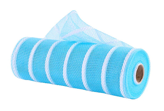 10"X10YD VERTICAL WIDE STRIPE MESH- TURQUOISE/WHITE- RE8903HJ