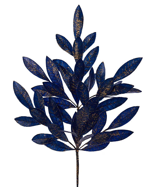 23.5"L BRUSHED BAY LEAF SPRAY- NAVY BLUE/GOLD- XX9687A8