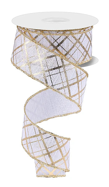 1.5"X10YD METALLIC THICK/THIN DIAGONAL- SILVER/GOLD- RGE168246