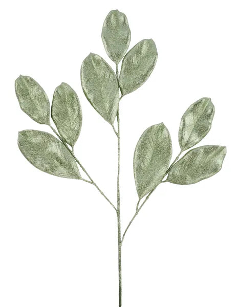 20.5"L Glitter Magnolia Leaf Spray-Sage Green-XS250842