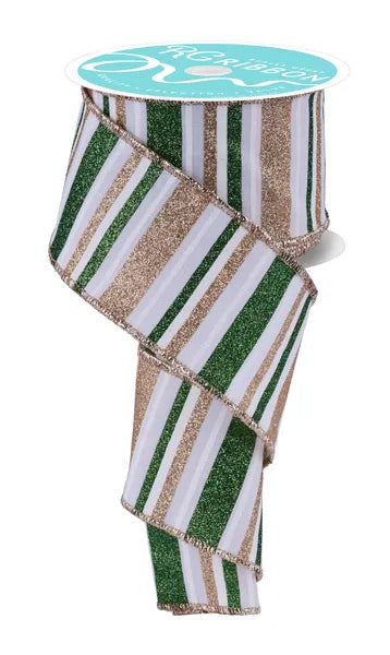 2.5" x 10yd Horizontal Stripe-White/Sage/Champ-RGF1919KL