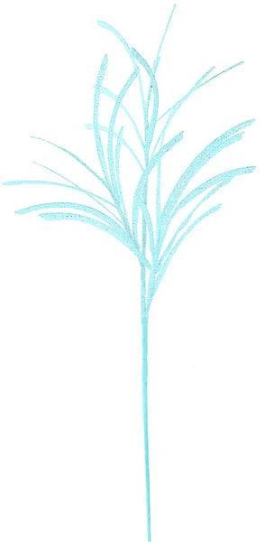 31"L GLITTERED/PAPER GRASS SPRAY- ICE BLUE- XS104960