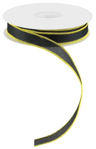 7/8"X25YD VALUE FAUX BURLAP-BLACK/YELLOW-RC500562