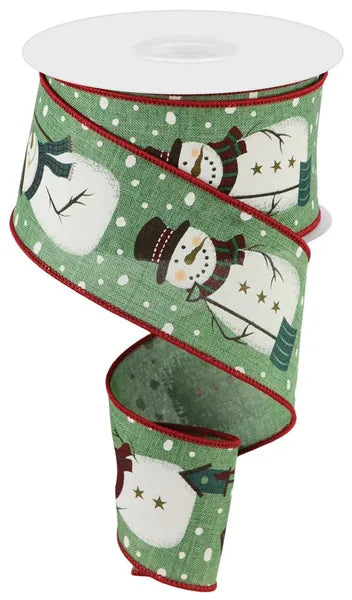 2.5" x 10yd Rustic Snowmen On Royal-Clover/Cream/Org/Blue-RGC1605AM