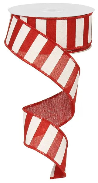 1.5" x 10yd Horizontal Stripe-Red/White-RX9148W7