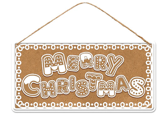 12"L X 6"H CHRISTMAS/GINGERBREAD SIGN- BROWN/WHITE- MD1823F1