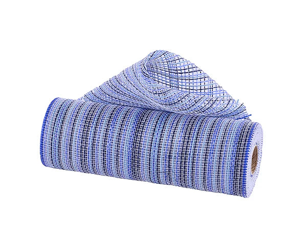 10"X10YD VERTICAL MULTICOLOR STRIPE MESH- NAVY/ROYAL/SMOKE BLUE/WHT- RE1369YA