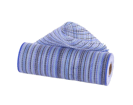 10"X10YD VERTICAL MULTICOLOR STRIPE MESH- NAVY/ROYAL/SMOKE BLUE/WHT- RE1369YA