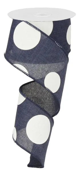 2.5" x 10yd Large Multi Dots-Navy Blue/White-RX9143TR