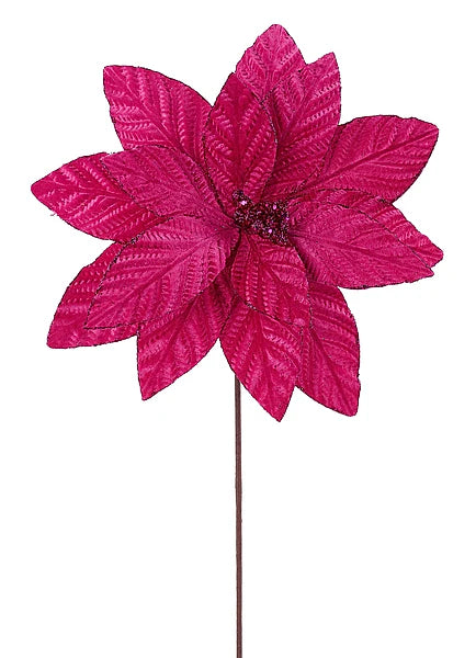 20.5"L X 12"DIA EMBOSSED POINSETTIA STEM- DARK PINK- XS4265N4