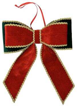 Velvet Gold Trim Bow H12xW15- 86655RDGN