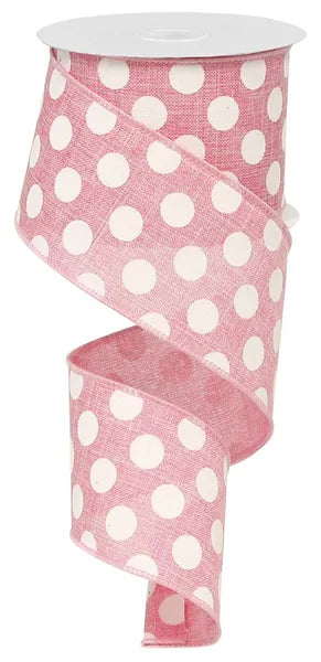 2.5" x 10yd Medium Multi Dots- Pink/White-RX9146WT