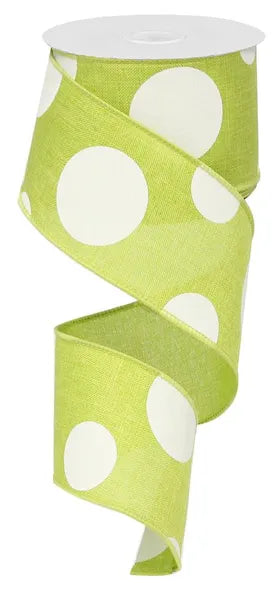 2.5" x 10yd Large Multi Dots-Lime Green/White-RX9143WW