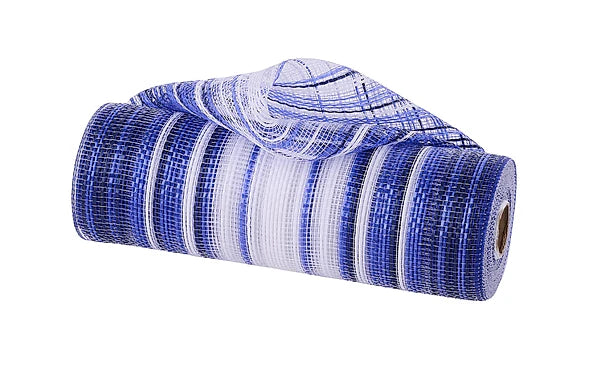 10"X10YD VERTICAL OMBRE STRIPE MESH- NAVY/ROYAL BLUE/WHITE- RE13862A