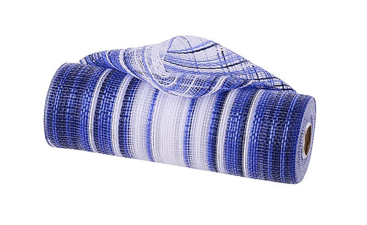 10"X10YD VERTICAL OMBRE STRIPE MESH- NAVY/ROYAL BLUE/WHITE- RE13862A