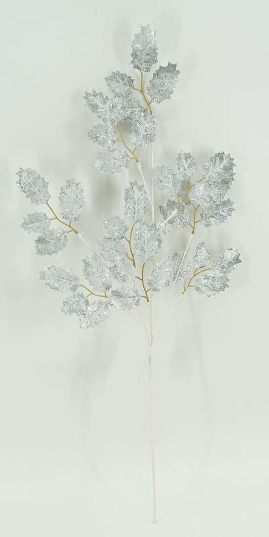 30.5 IN METTALIC HOLLY LEAF- 40486-SILVER