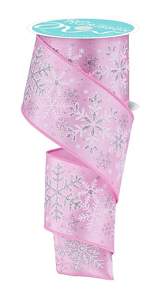 2.5"X10YD SNOWFLAKES- BRT PINK/WHITE/SILVER- RGH1212JT