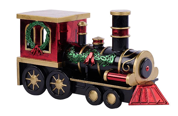 14"L X 7.5"H VP TRAIN ENGINE- BLACK/RED/GOLD/GREEN- XC7256MK