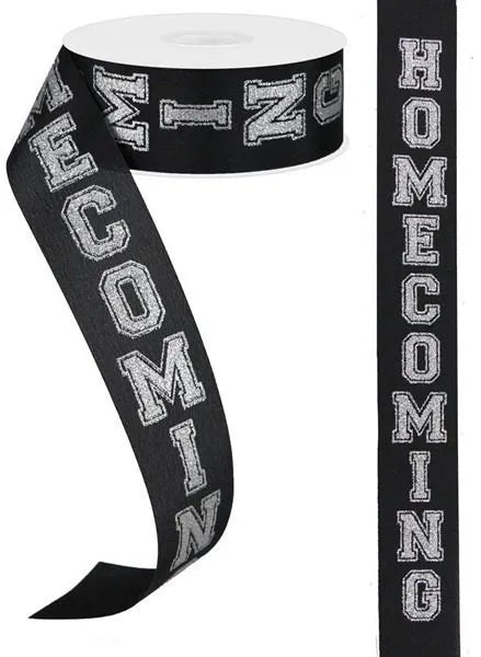 Homecoming Ribbon Silver on Black 1.5" x 100ft-Silver/Black-RJ4058GP