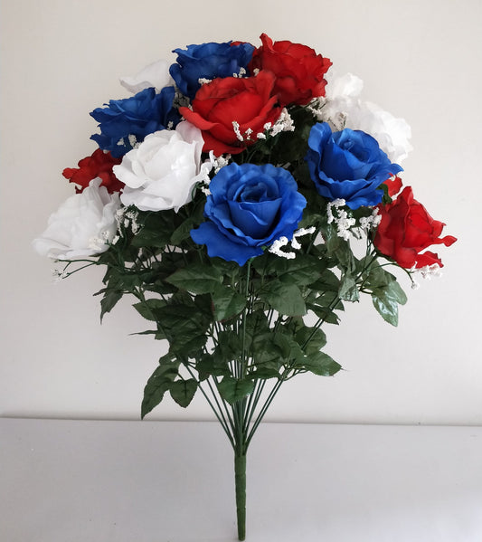 ROSE BUSH X24 (SATIN) WITH GYPSO RED, WHITE AND BLUE - 45230