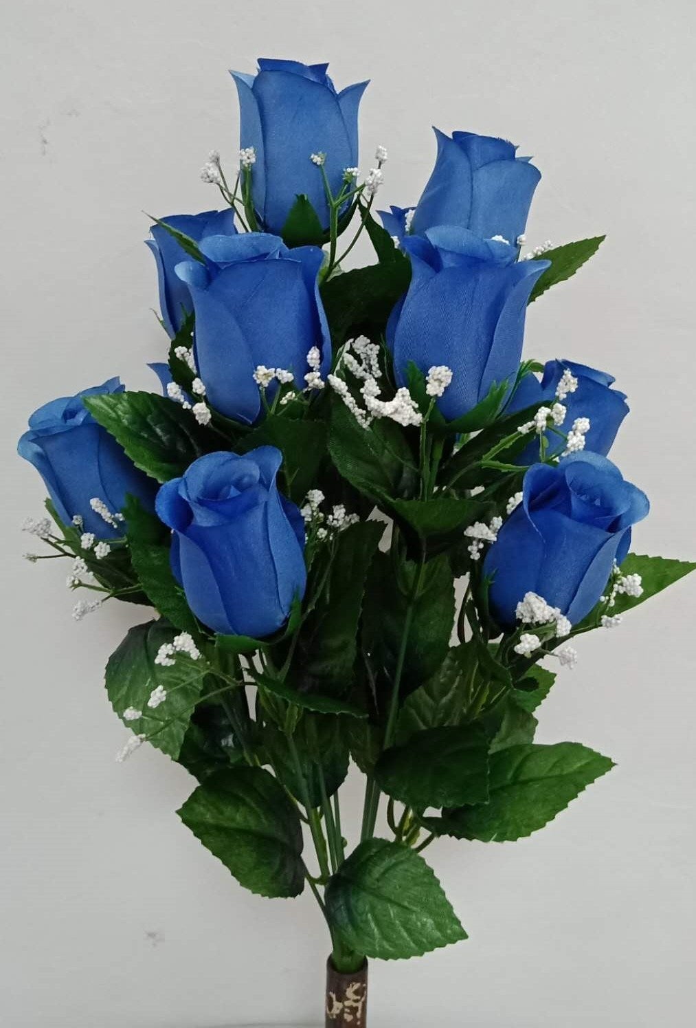 LARGE ROSE BUD X 12 WITH GYPSO BLU - 45333