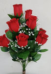 LARGE ROSE BUD X 12 WITH GYPSO RED - 45334