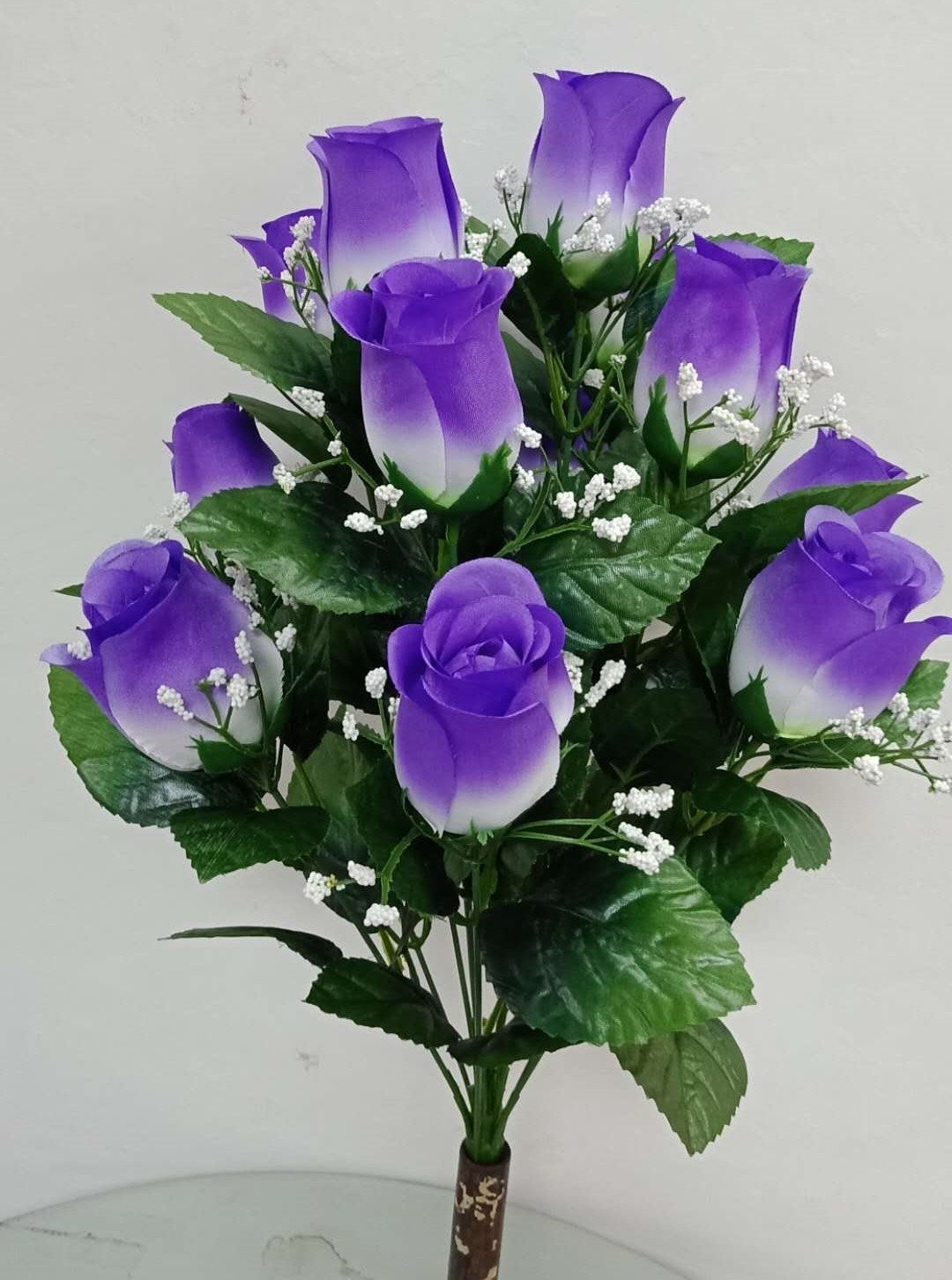 LARGE ROSE BUD X 12 WITH GYPSO PURPLE - 45336