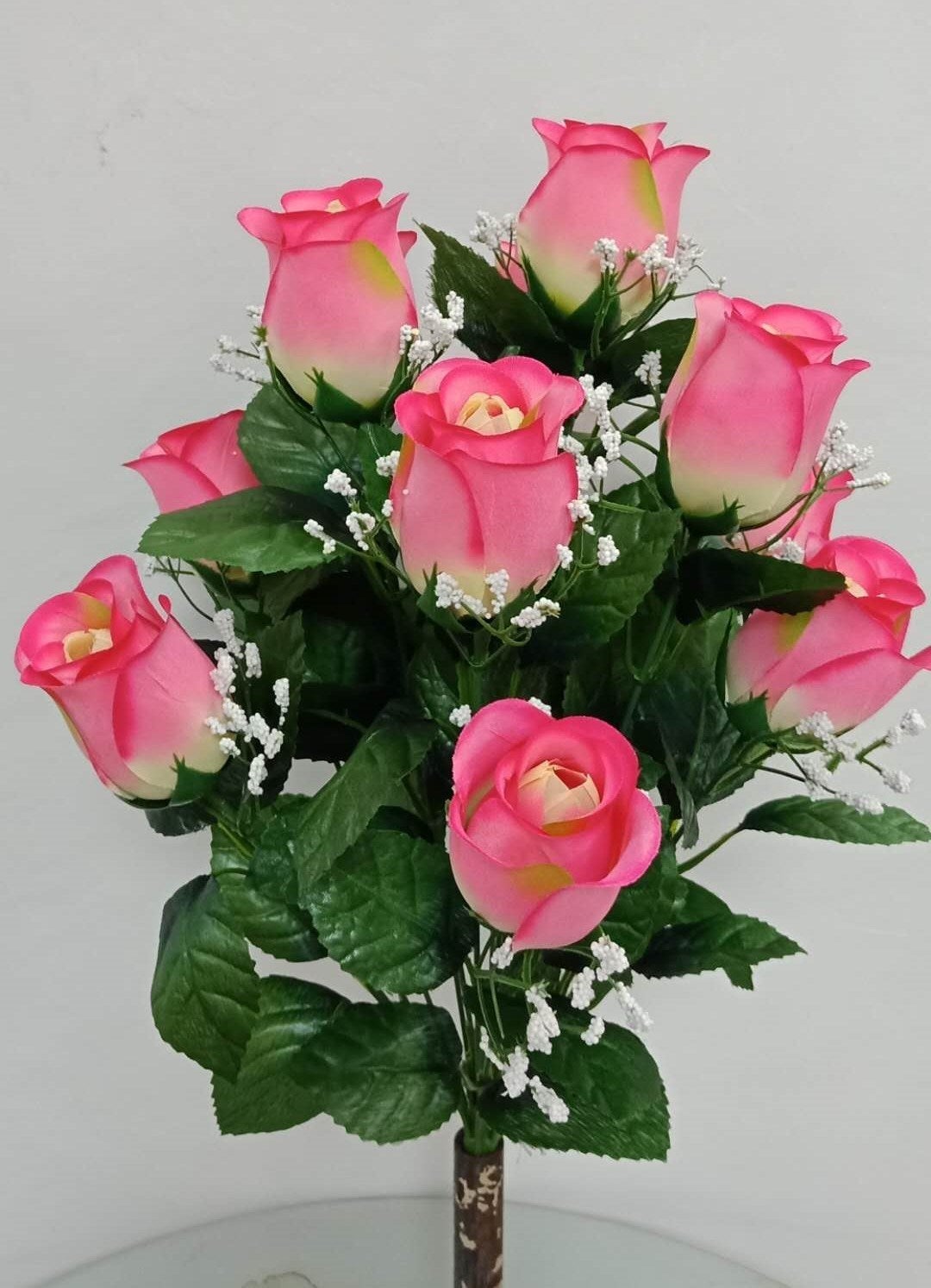 LARGE ROSE BUD X12 WITH GYPSO FUCSIA - 45337