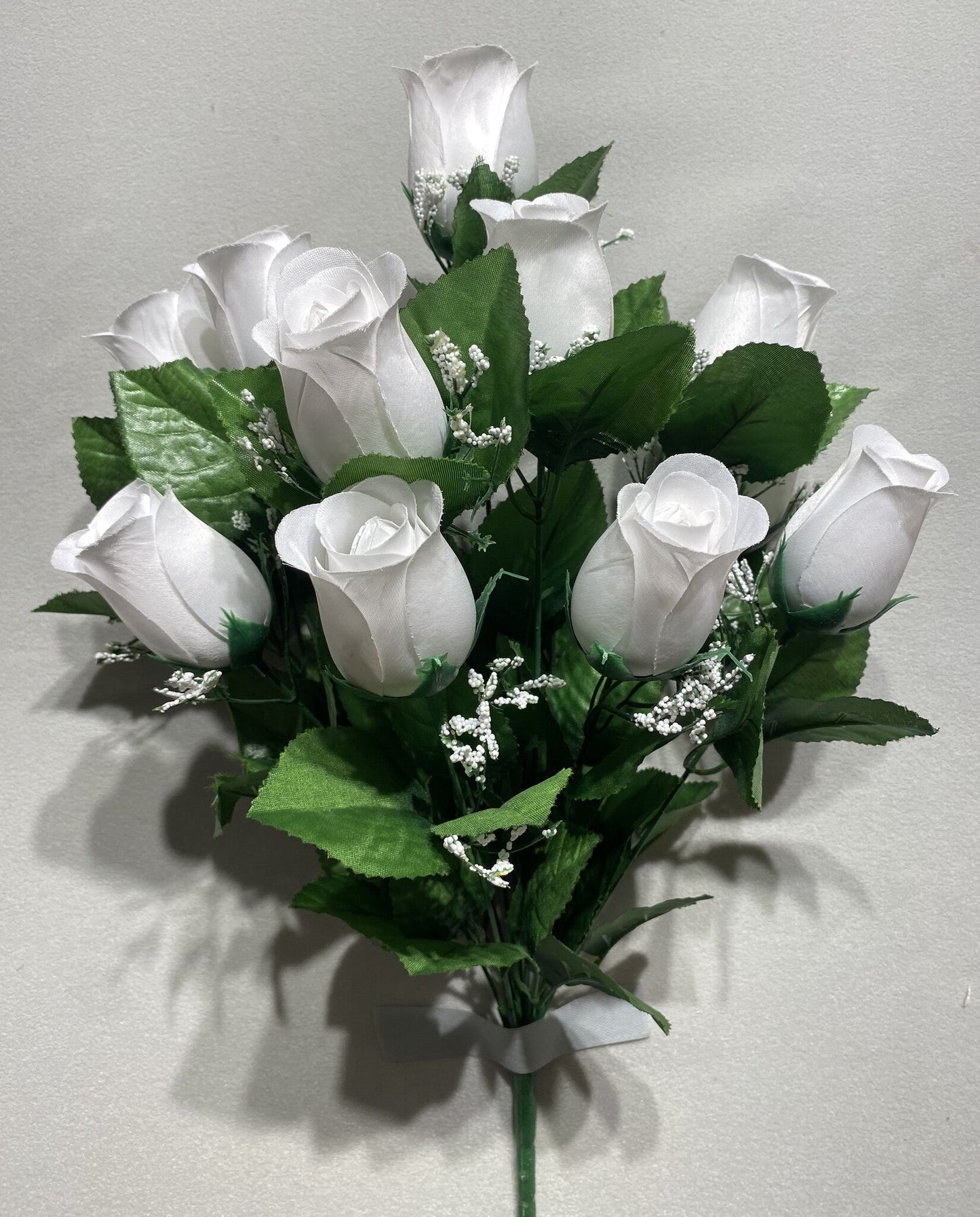 LARGE ROSE BUD X 12 WITH GYPSO WHITE - 45340