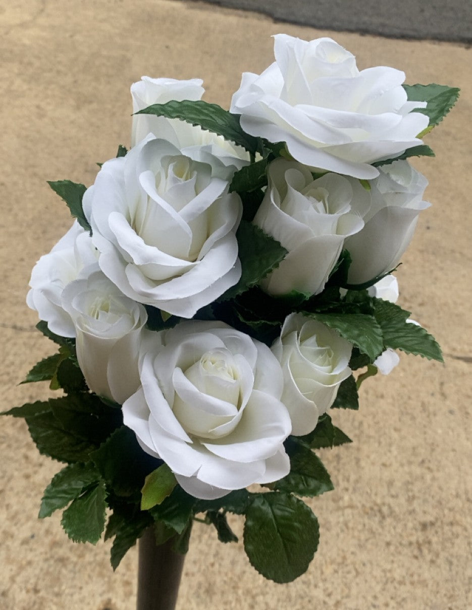 21" ROSE/BUD BUSH X 12-CREAM-45371