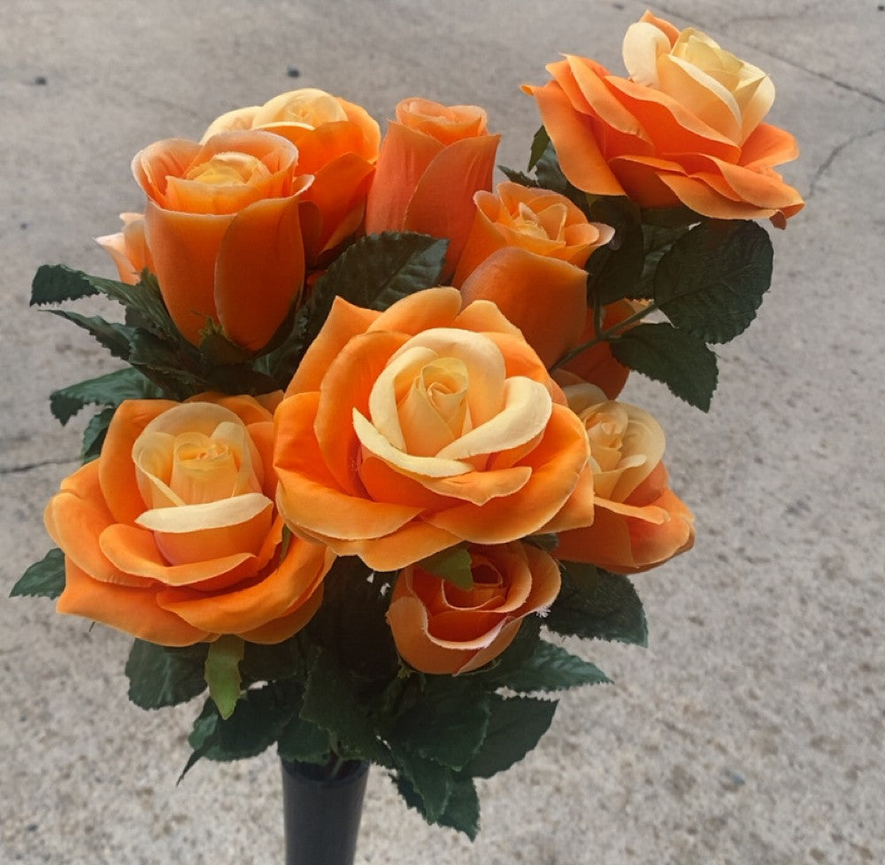21" ROSE/BUD BUSH X 12-ORANGE-453773
