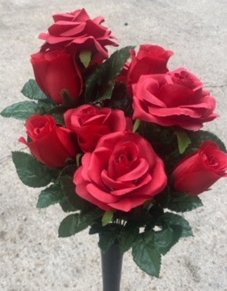 21" ROSE/BUD BUSH X 12-RED-45375