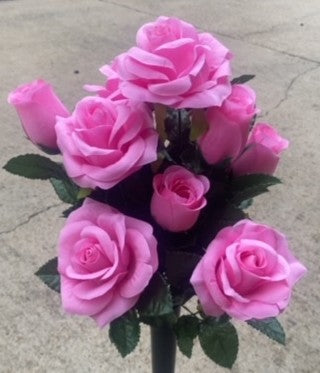 21" ROSE/BUD BUSH X 12-PINK-45376