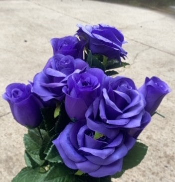 21" ROSE/BUD BUSH X 12-PURPLE-45377