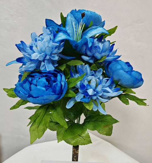 BLUE MIXED PEONY LILY MUM BUSH - 45404